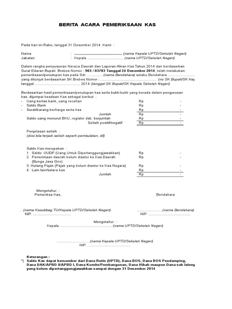 Berita Acara Pemeriksaan Kas 