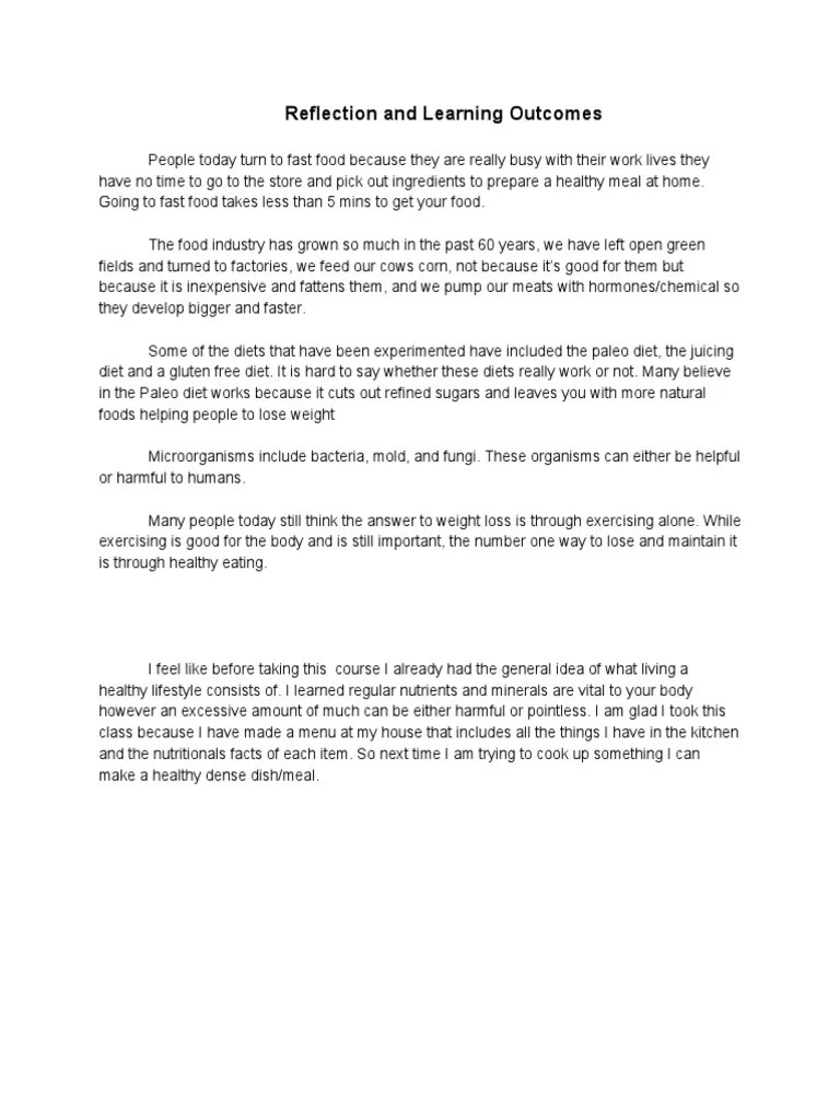 Reflection Learning Outcome | PDF