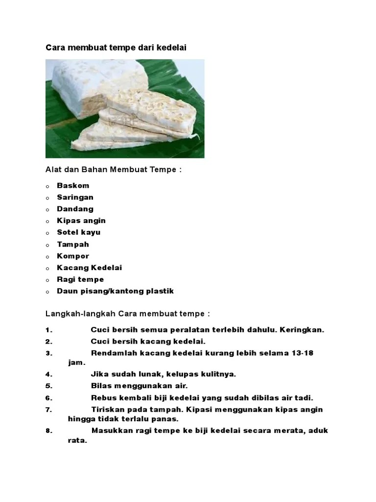 Cara Membuat Tempe Dari Kedelai | PDF