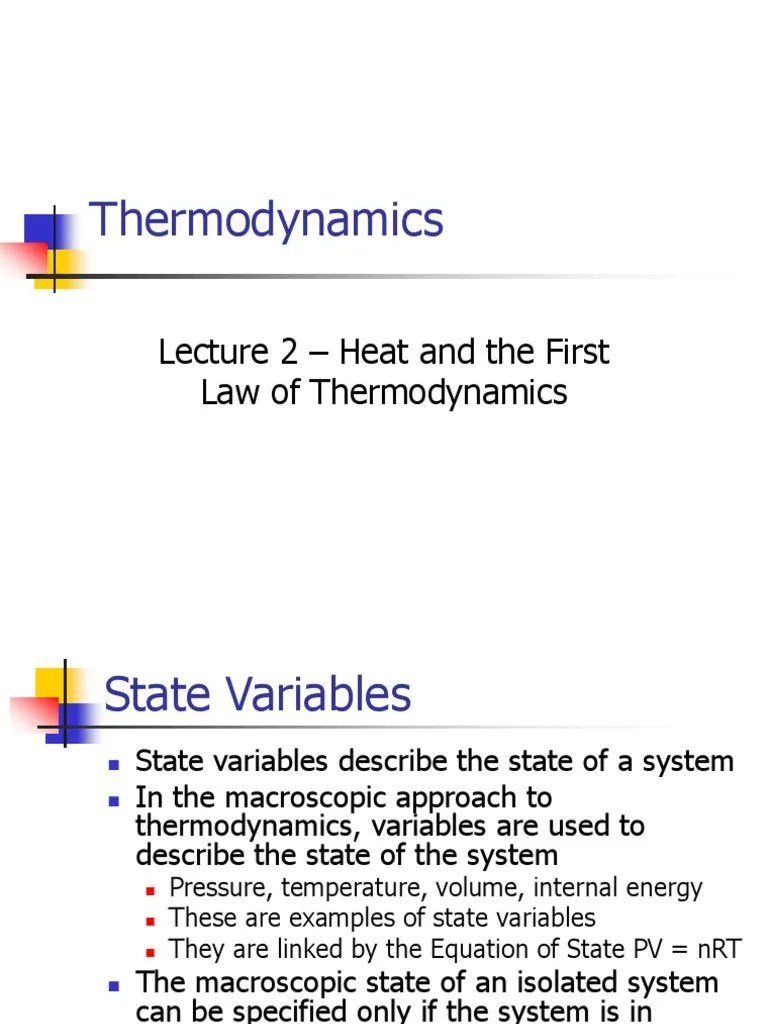 Thermodynamics: Lecture 2 - Heat And The First Law Of Thermodynamics | PDF | Heat | Thermodynamics
