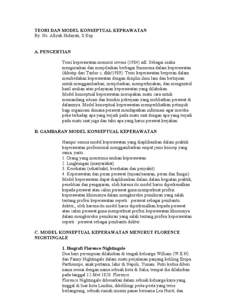 Teori Dan Model Konseptual Keprawatan | PDF