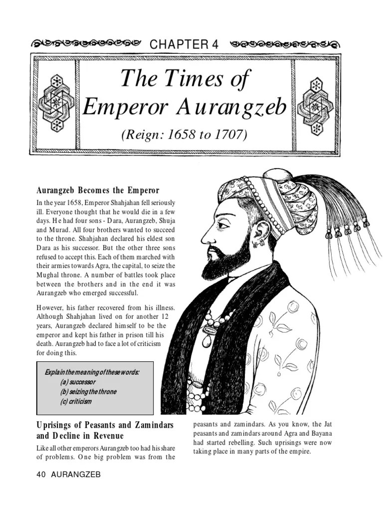The Times Of Emperor Aurangzeb: (Reign: 1658 To 1707) | PDF | Mughal Empire | South Asia