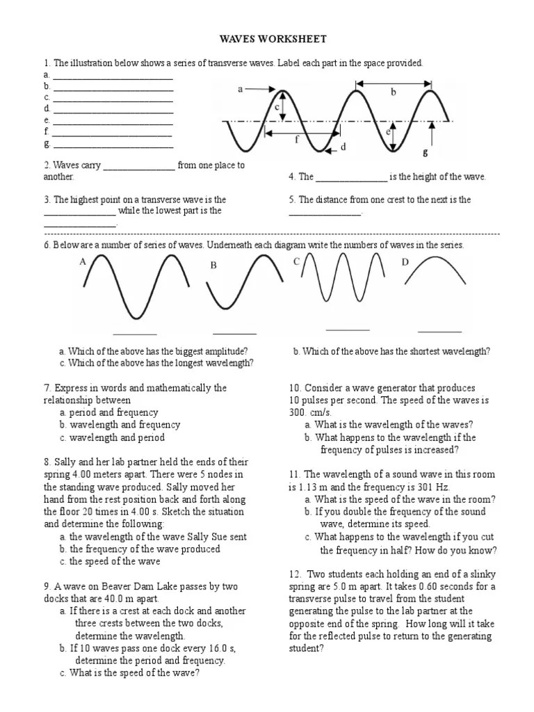 Waves worksheet