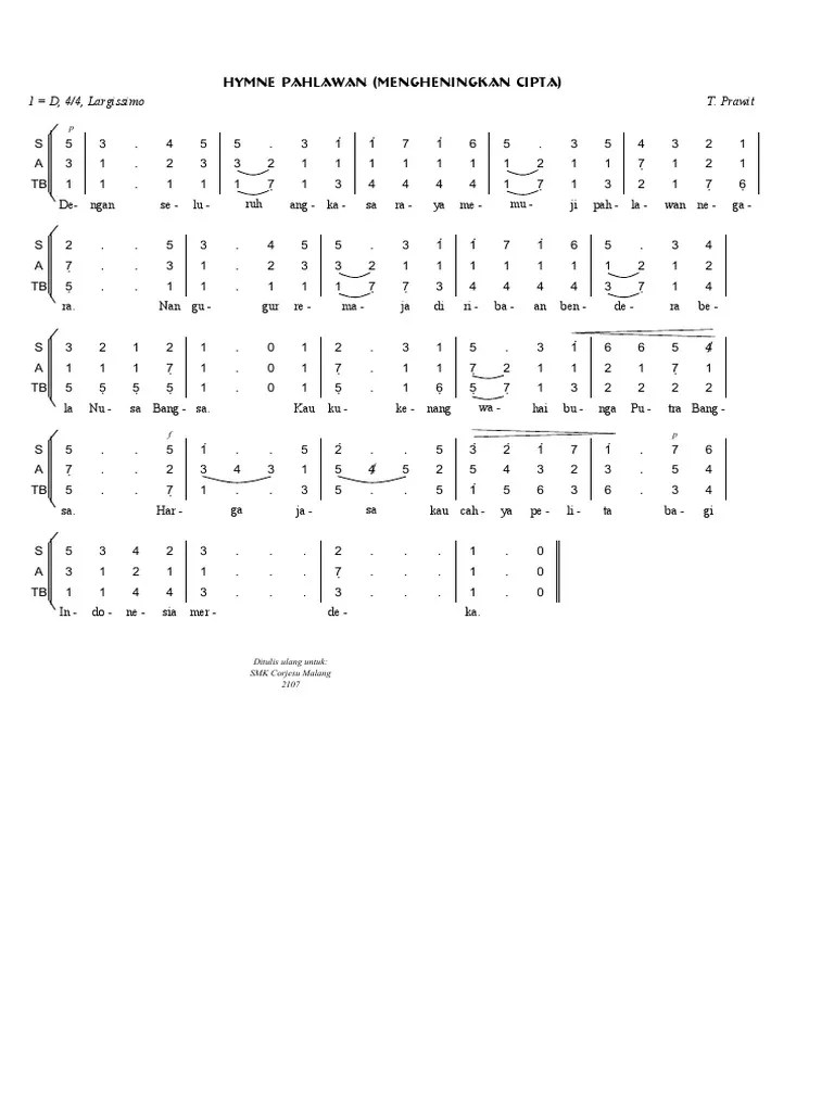 Informasi lirik arti makna chord not angka dan sejarah lagu mengheningkan cipta salah satu lagu wajib nasional indonesia yang ditulis oleh t. Mengheningkan Cipta Pdf