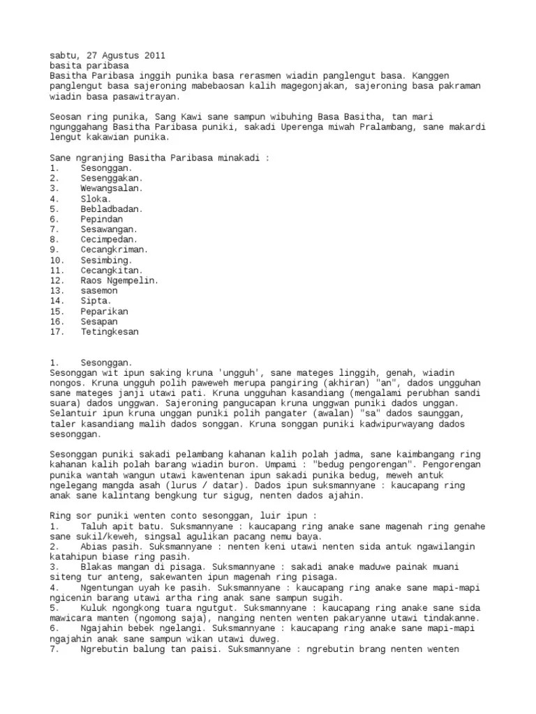 Punika keanggen sajeroning mabebaosan kalih magegonjakan . Basa Basista