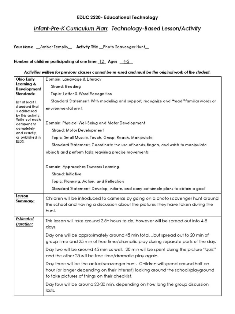 Ed Tech Lesson Plan | PDF | Camera | Lesson Plan