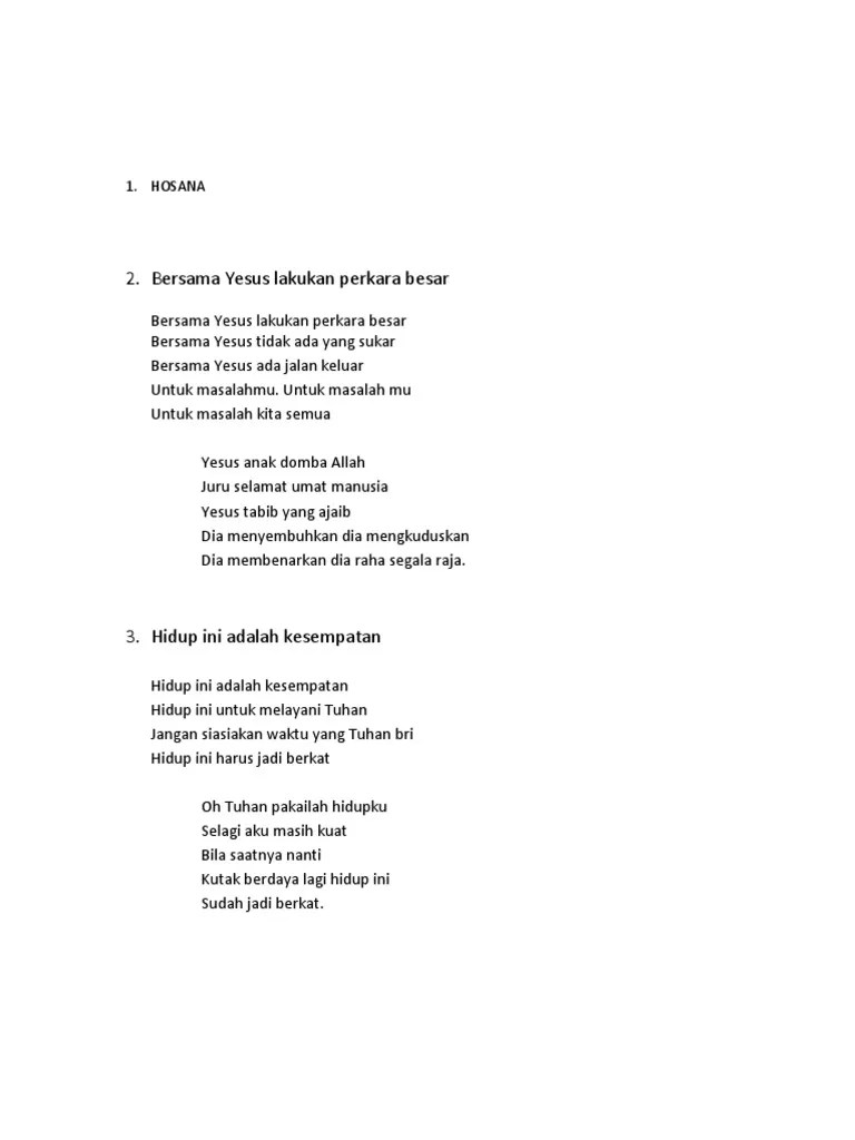 Not Pianika Lagu Rohani Hidup Ini Adalah Kesempatan