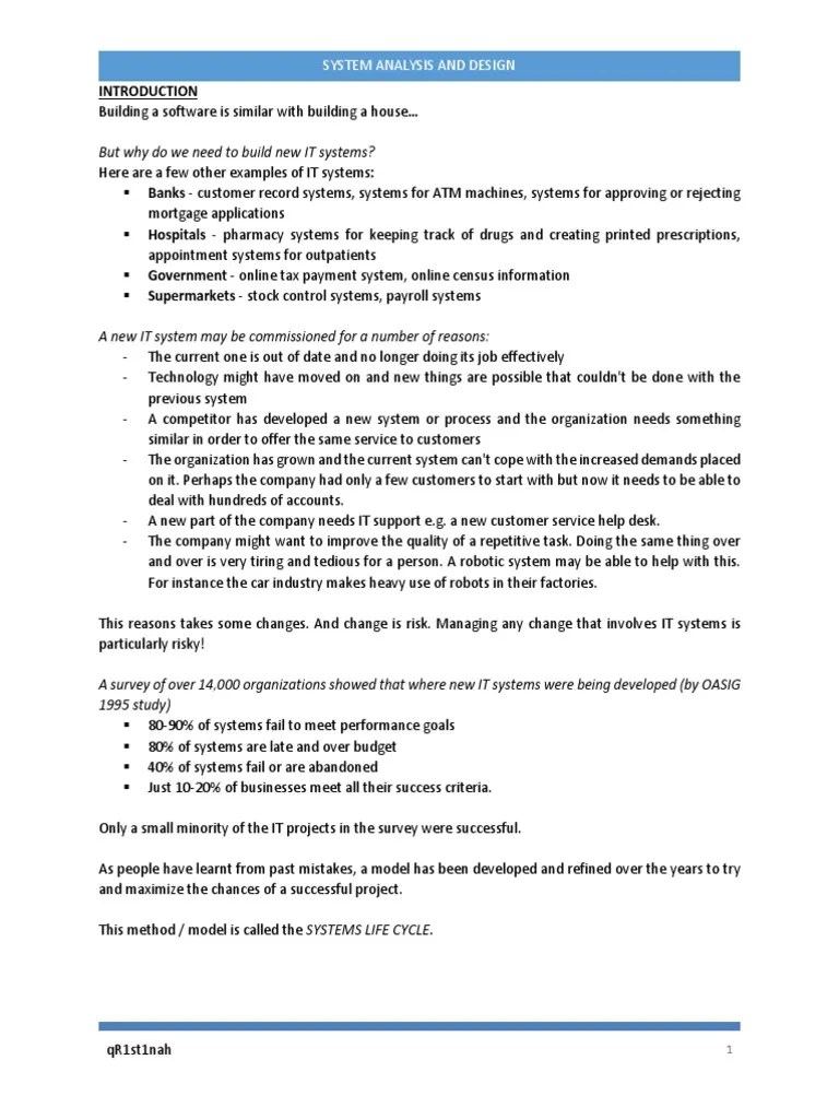 Introduction To System Analysis And Design | PDF | Feasibility Study ...