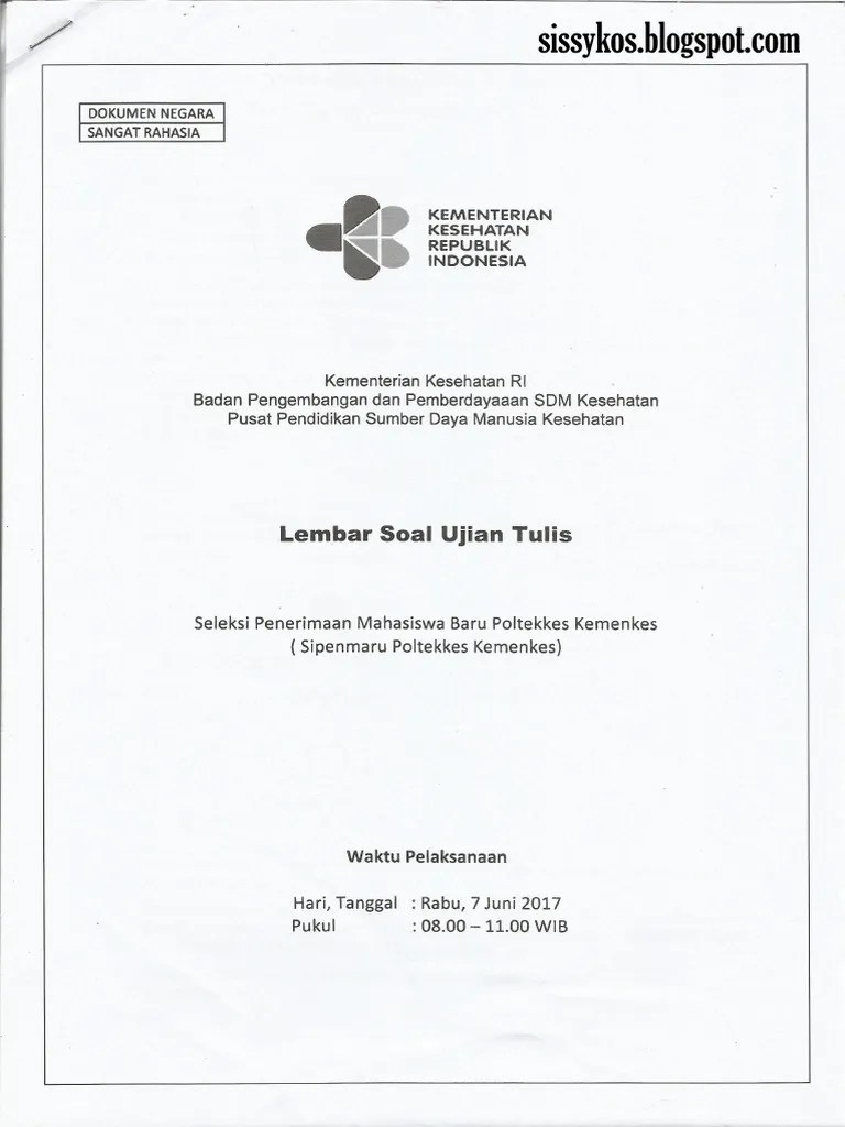 soal ujian masuk poltekkes 4 (2019) by fiqi maudina. Soal Sipenmaru Poltekkes 2017 Pdf