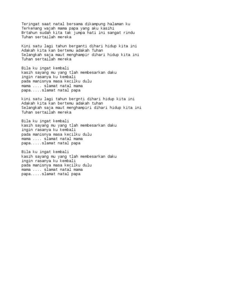 Seperti doamu sepajang masa tk putus asa Lirik Slamat Natal Mama Dan Papa Pdf
