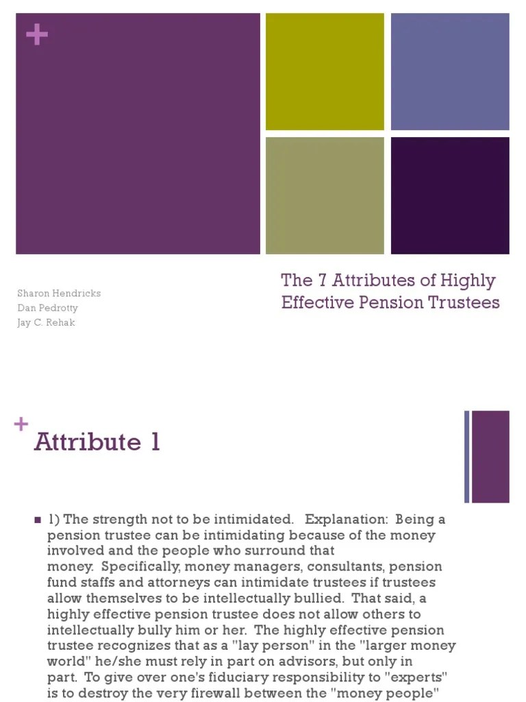 7 Attributes Of Highly Effective Pension Trustees Power Point | PDF | Psychology | Communication