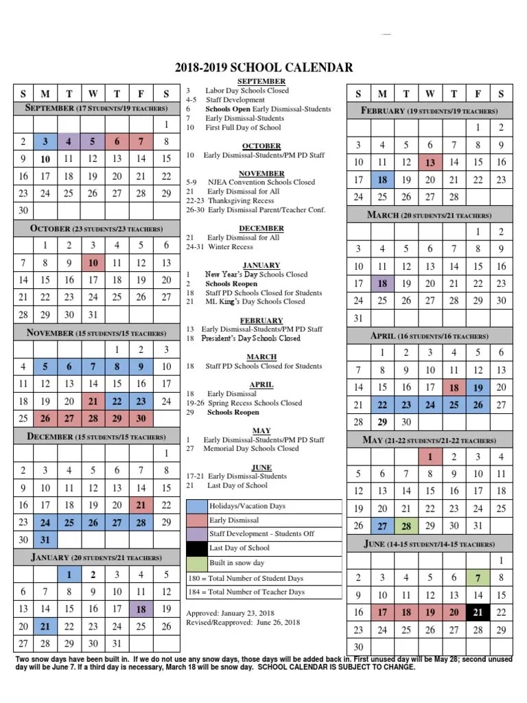 2018-2019 School Calendar | PDF | Holidays | Observances