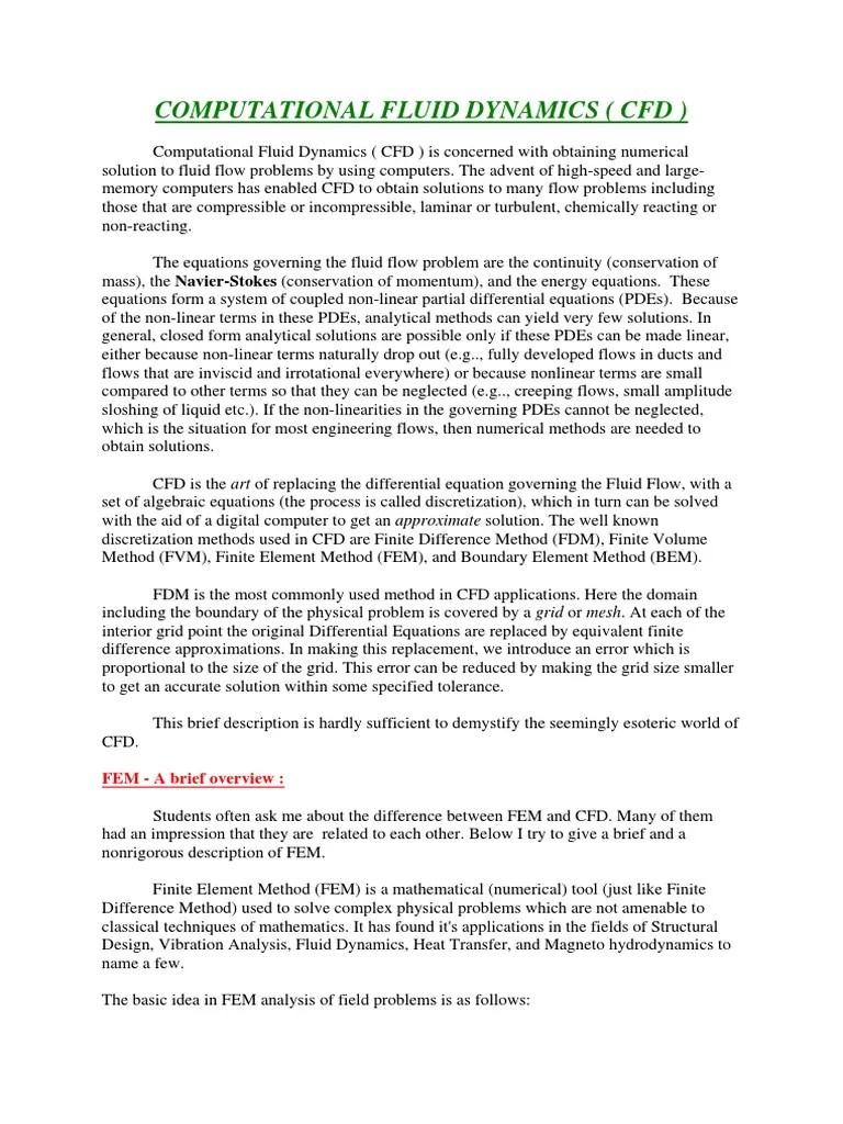 Computational Fluid Dynamics (CFD) | PDF | Finite Element Method | Computational Fluid Dynamics