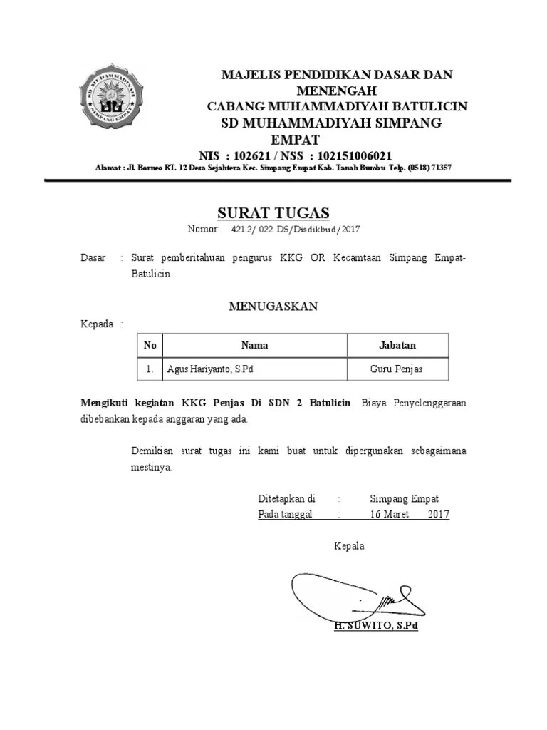 Surat Tugas Penjas | PDF