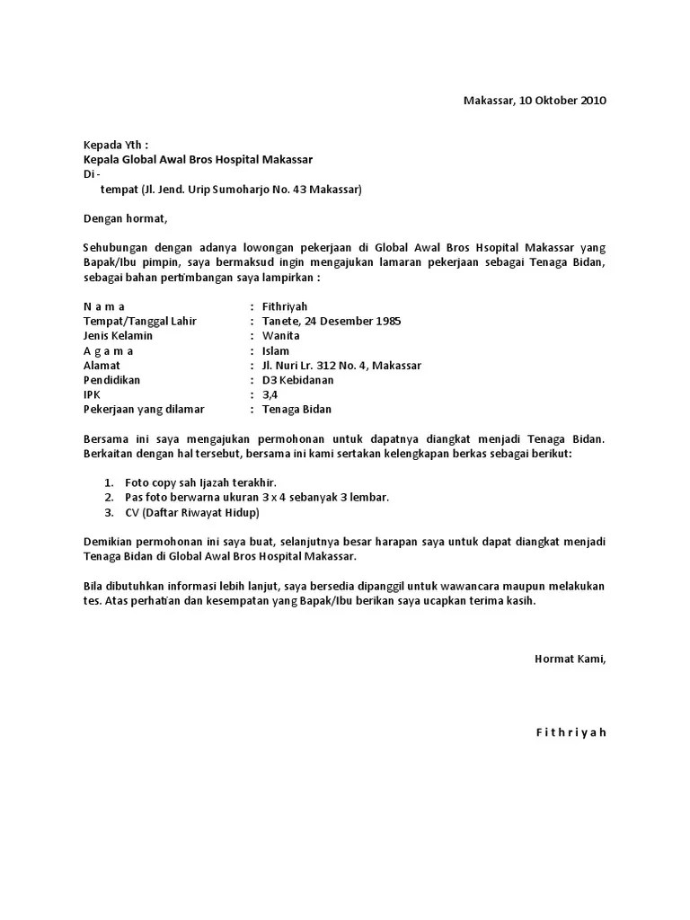 Salah satu syarat yang diwajibkan perusahaan atau pemberi kerja adalah surat lamaran kerja. Contoh Surat Lamaran Ke Rumah Sakit