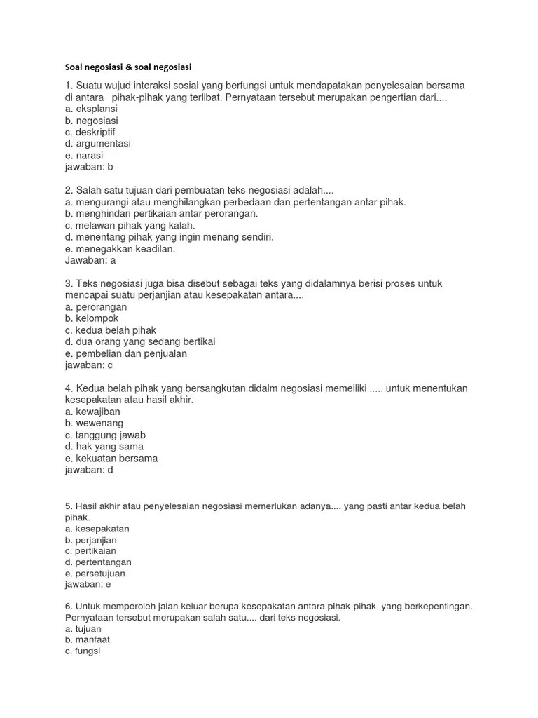 Dan, jenis teks negosiasi tuturan langsung terakhir ialah teks negosiasi penjual dan pembeli. Soal Soal Pts B Indo