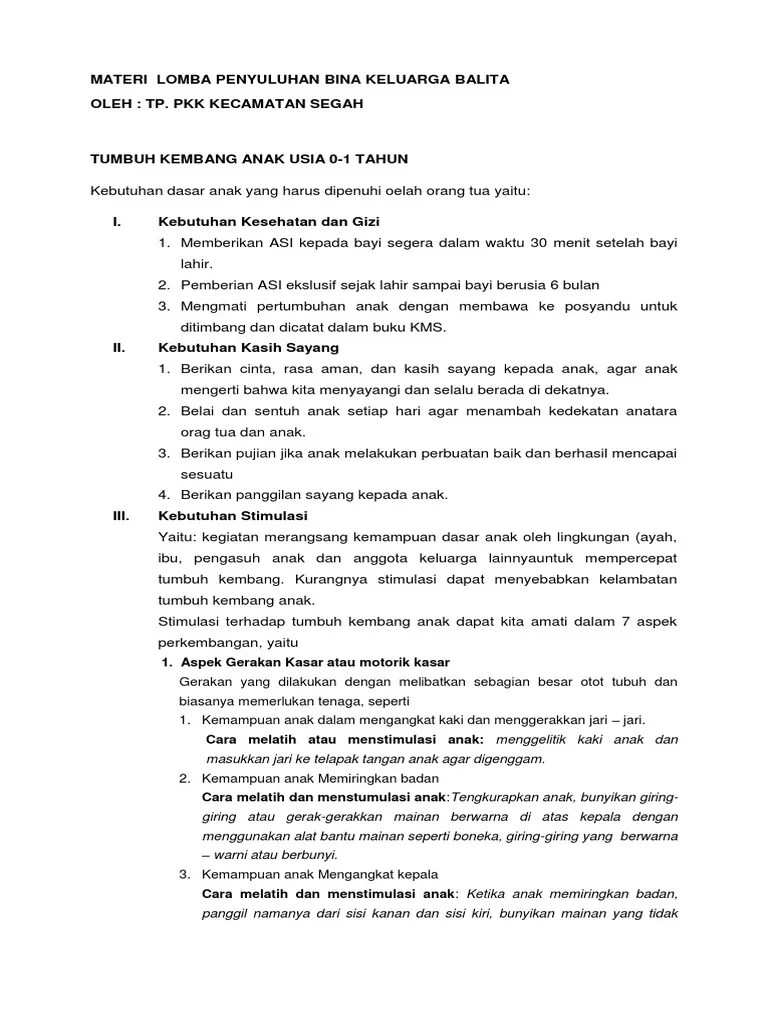 Materi Lomba Penyuluhan Bina Keluarga Balita | PDF