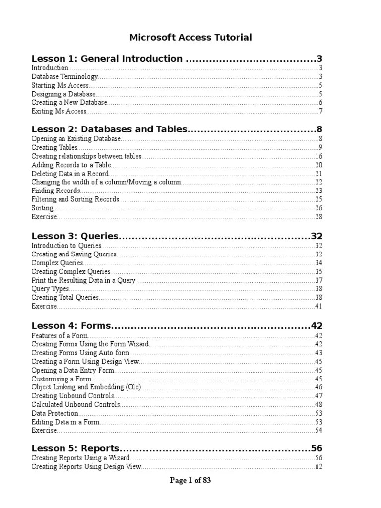 Ms Access Manual | PDF | Microsoft Access | Databases