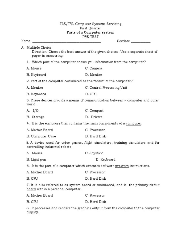 Parts Of A Computer System | PDF