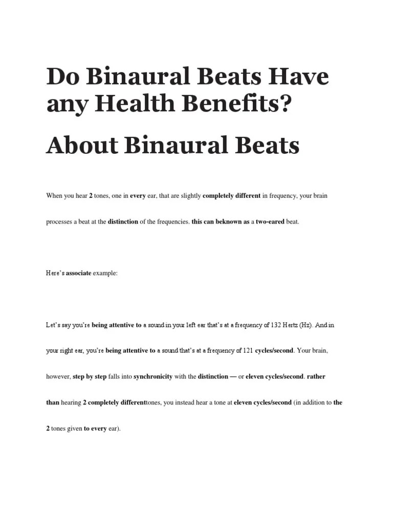 Do Binaural Beats Have Any Health Benefits | PDF | Relaxation ...