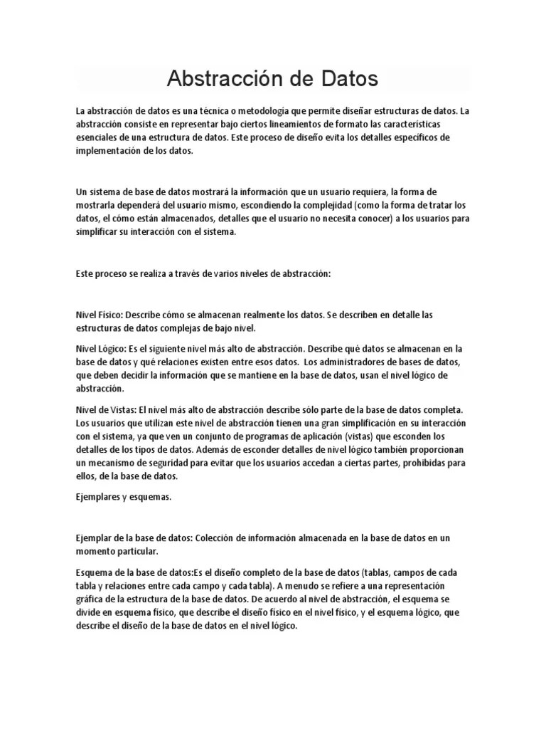 Abstracción De Datos | PDF | Abstracción (informática) | Ciencias De La Información