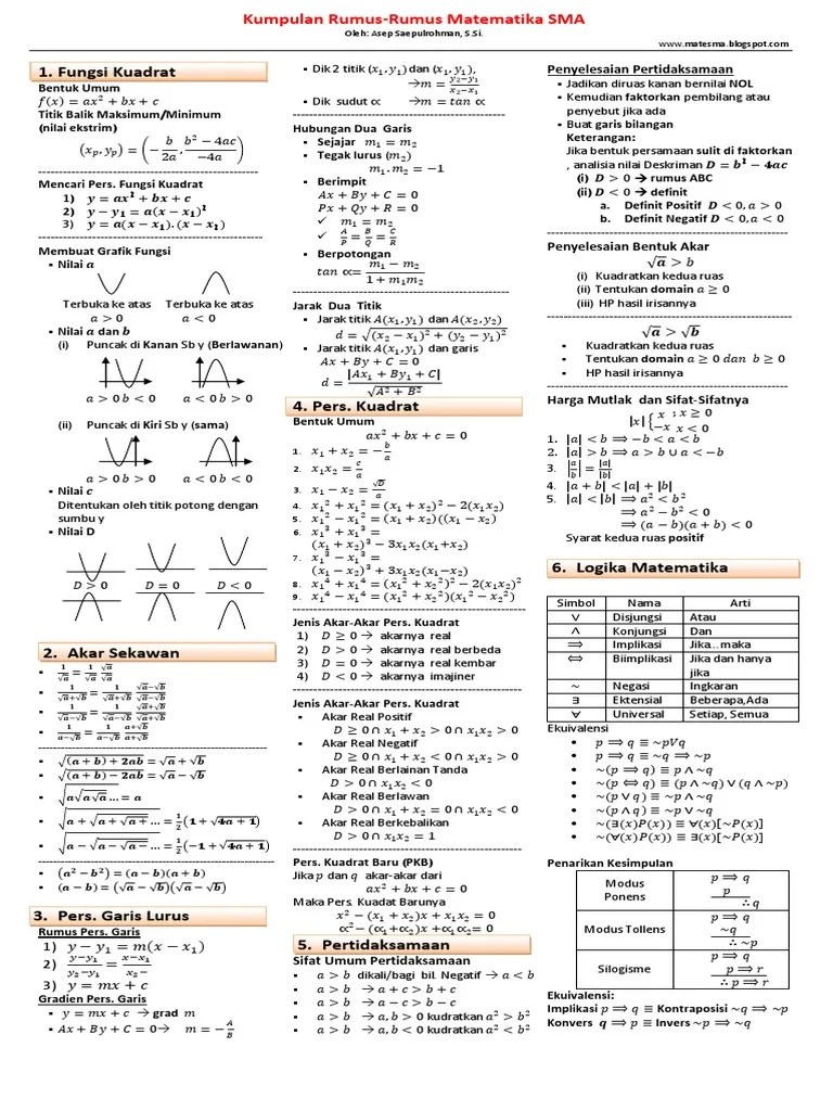 Rumus Matematika SMA | PDF