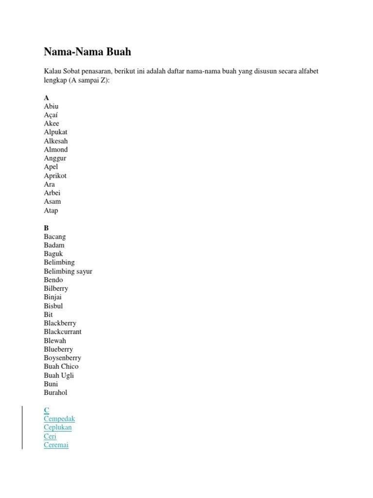 Nama Buah | PDF