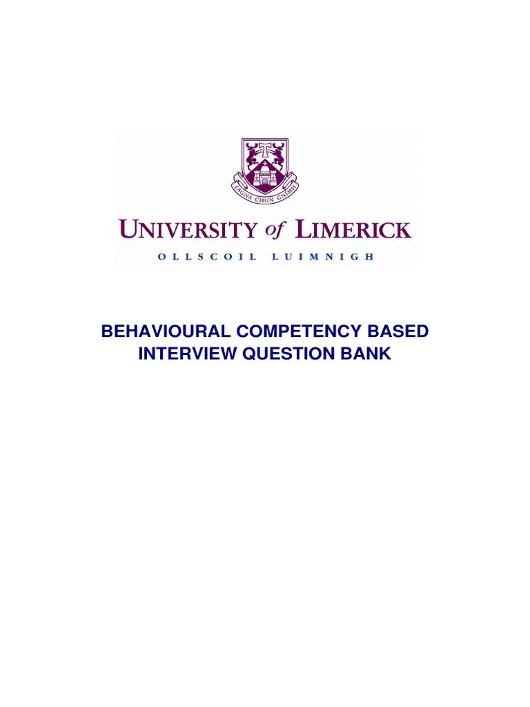 RD017 Behavioural Competency Based Interview Question Bank - 0 | PDF | Competence (Human ...