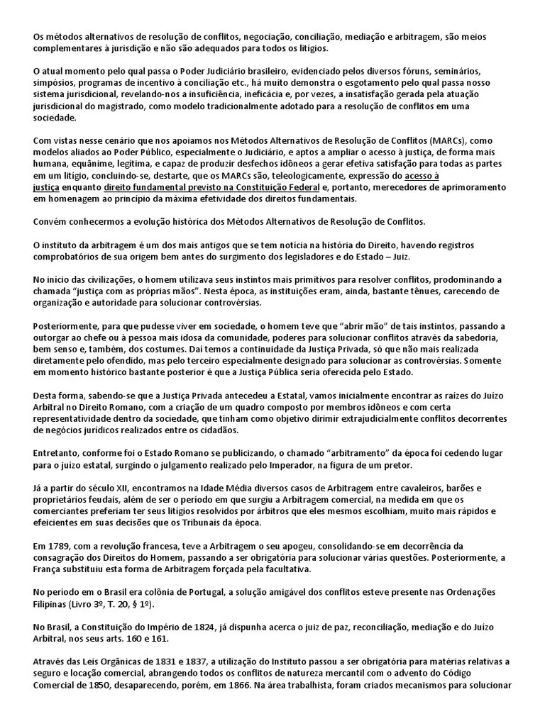 Métodos Alternativos De Resolução De Conflitos Pdf Negociação