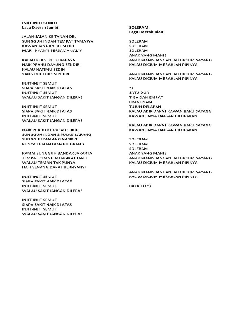 Injit Injit Semut Lirik | PDF