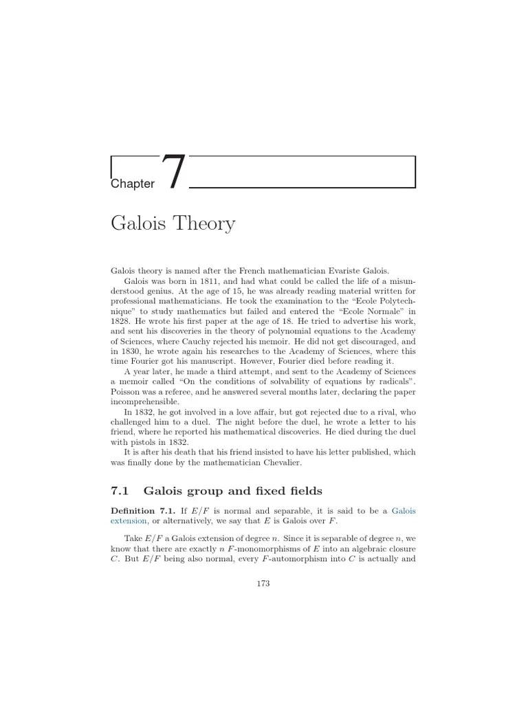 Galois Theory PDF | PDF | Field (Mathematics) | Group (Mathematics)