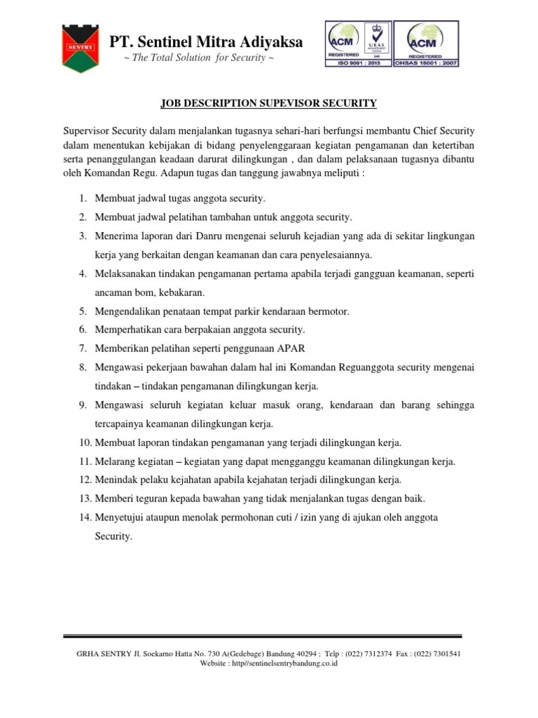 Job Desk Supervisor Security | PDF
