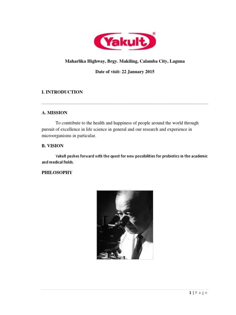 Yakult PH Plant | PDF | Probiotic | Lactobacillus
