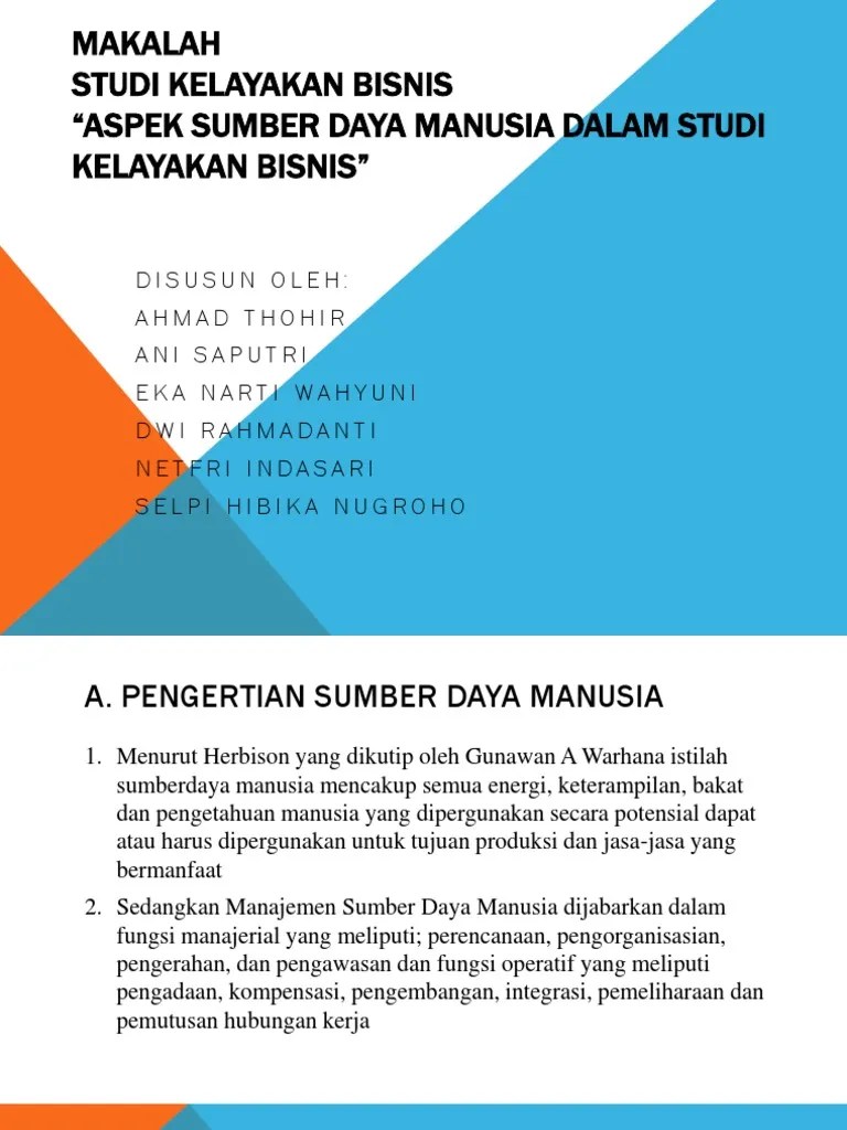 Studi Kelayakan Bisnis Aspek Manajemen Sumberdaya Manusia Ppt Download 