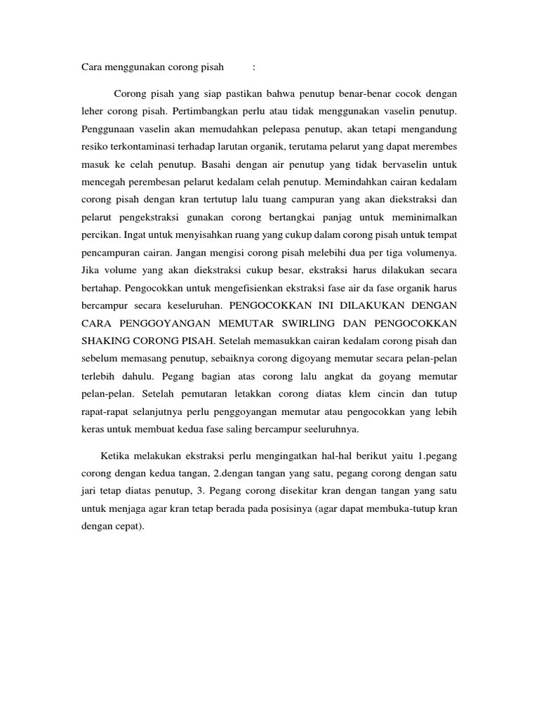 Cara Menggunakan Corong Pisah | PDF