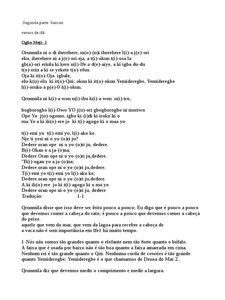 Versos De Ifá Sobre Ogbe Meji | PDF | Árvores | Religião E Crença