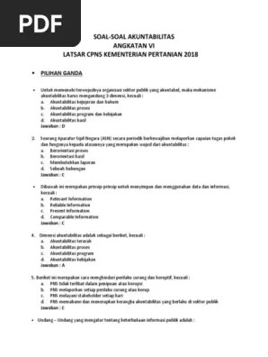 Contoh soal tes wawasan kebangsaan (twk) cpns 2021 dan jawabannya. Soal Latsar Pdf