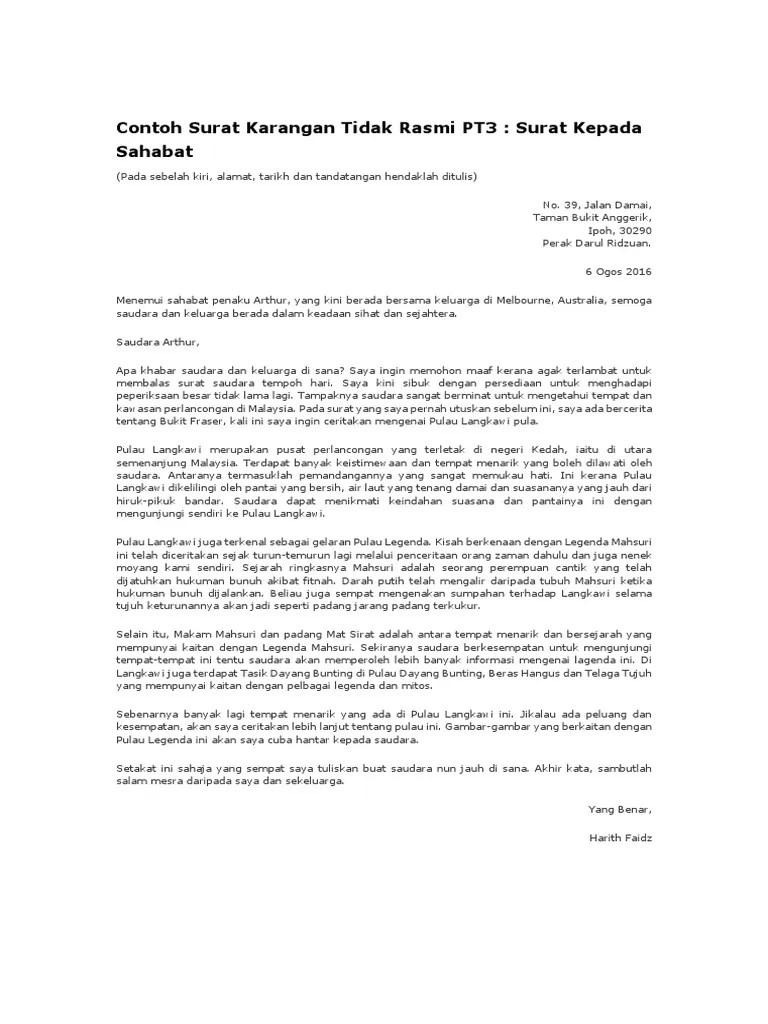 Surat Tidak Rasmi Tempat Pelancongan Docx No 39 Jalan Damai Taman Bukit Anggerik Kuantan 26150 Pahang Darul Makmur 6 April 2020 Menemui Sahabatku Course Hero 