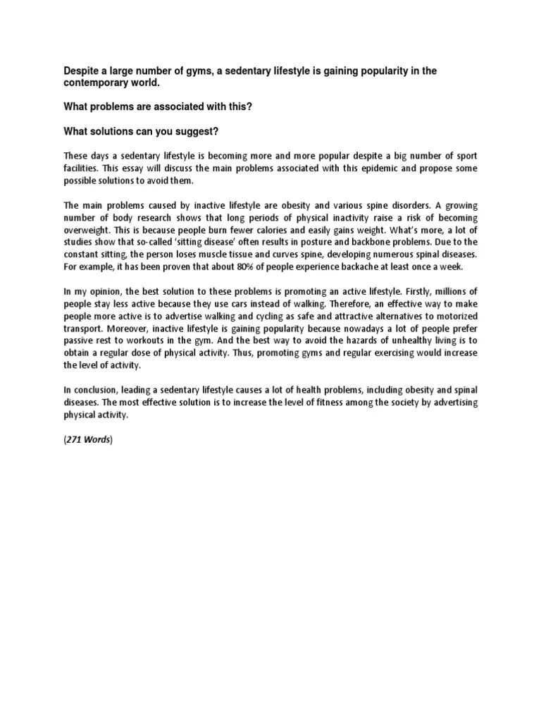 IELTS Writing Task 2 Example Question Of Problems And Solutions | PDF