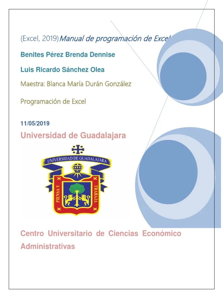 Manual De Programacion De Excel | PDF | Macro (informática) | Visual ...