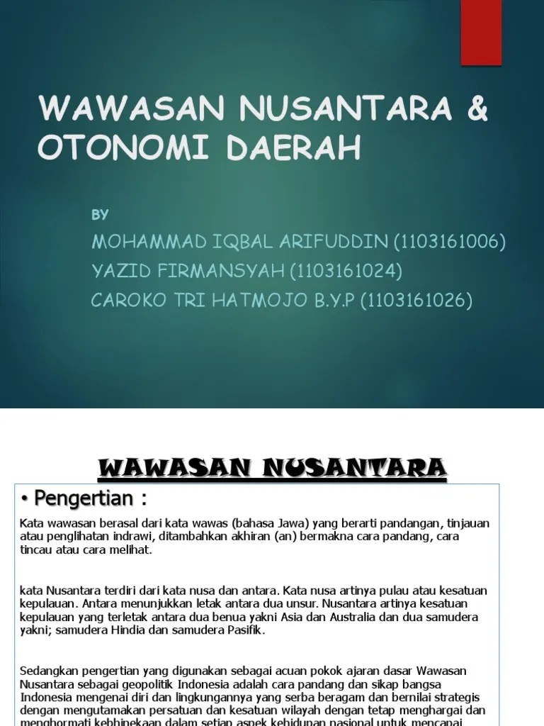 Wawasan Nusantara Dan Otonomi Daerah | PDF