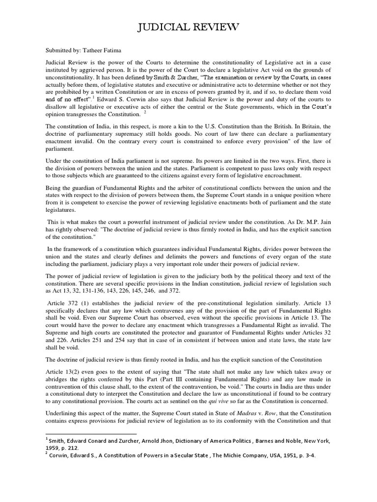 Judicial Review | PDF | United States Constitution | Supreme Court Of India