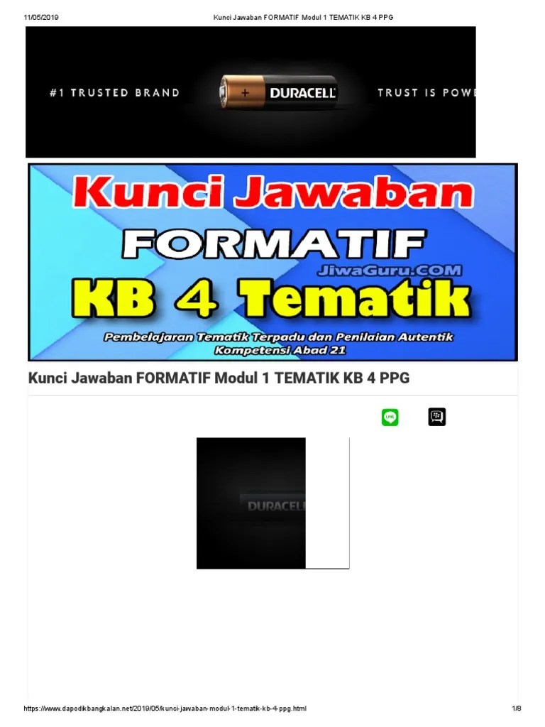 Soal dan kunci jawaban tes formatif dan sumatif modul 1 kb 1 2 3 4. Jawaban Tes Formatif Modul 1 Tematik Kb1 Ppg Kemendikbud
