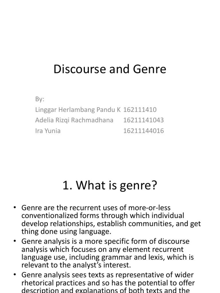 Discourse And Genre | PDF | Genre | Discourse