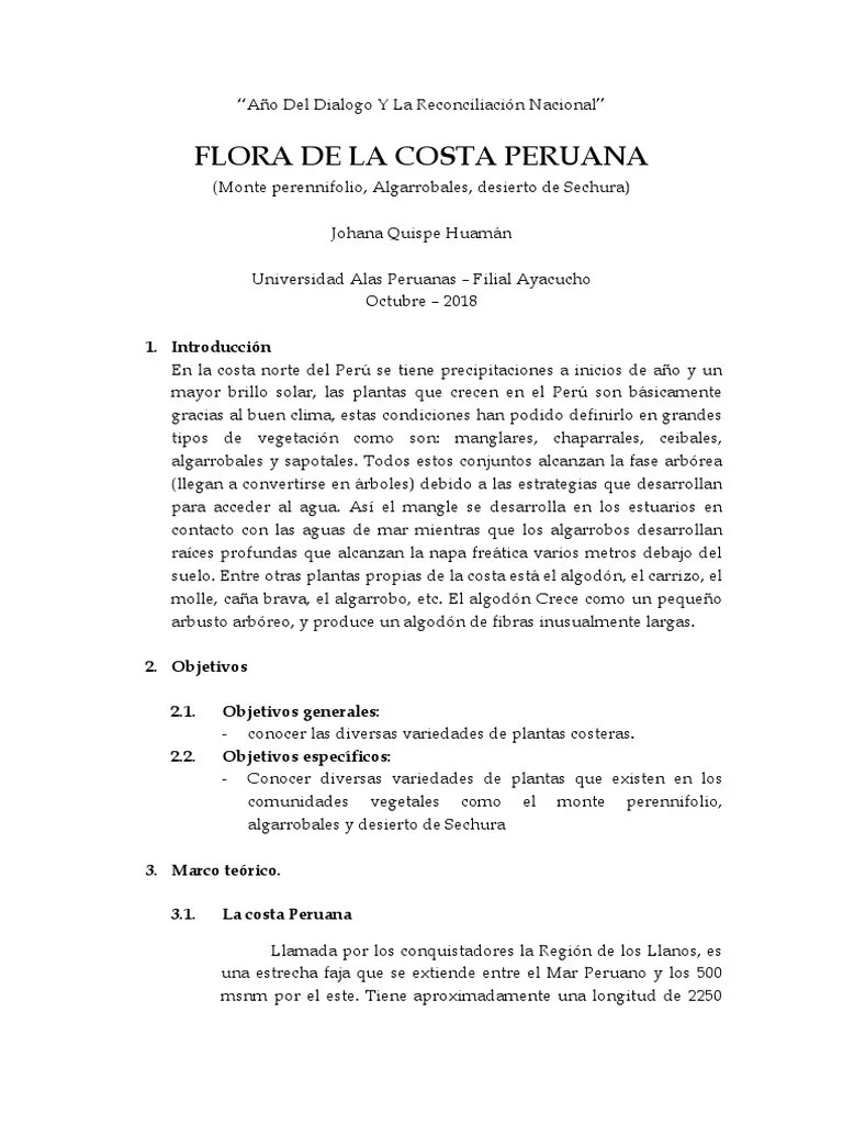 Flora De La Costa Peruana | PDF | Arecaceae | Plantas