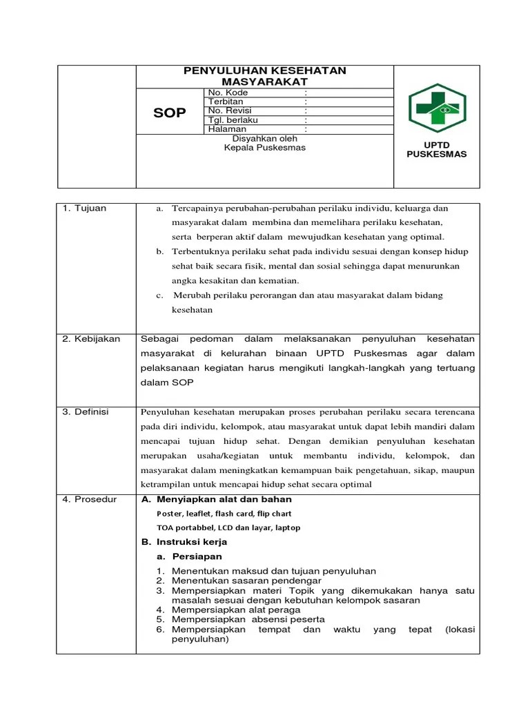 SOP Penyuluhan Kesehatan Masyarakat | PDF