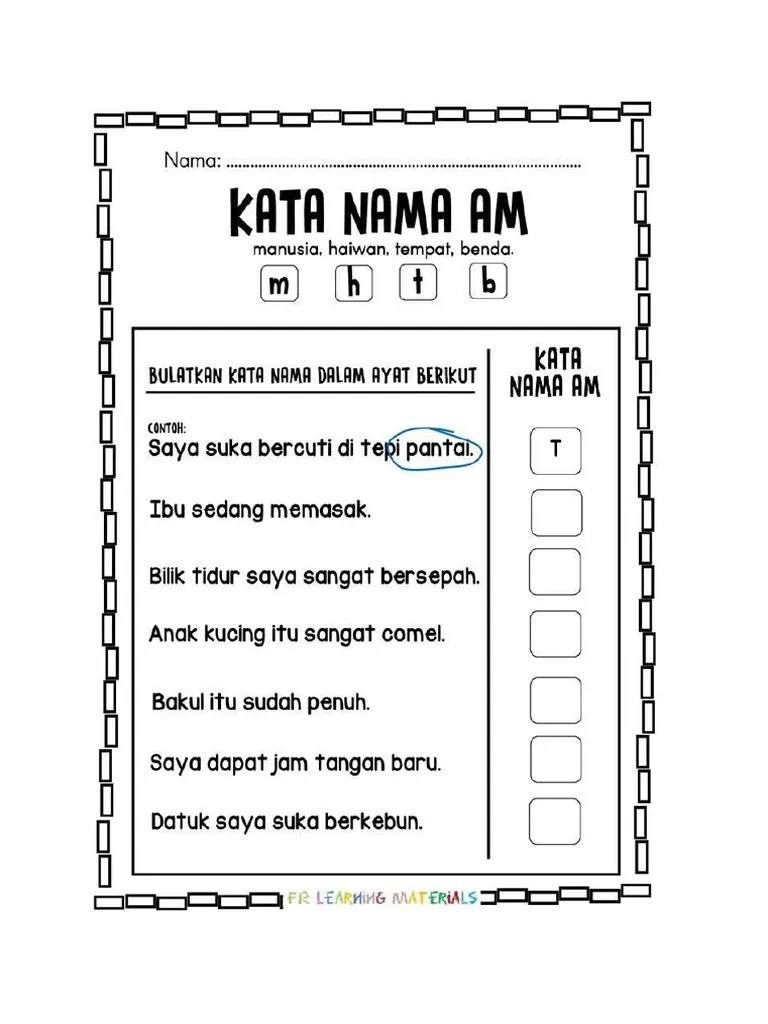 Sesuai untuk latih tubi matematik tahun 3. Latihan Kata Nama Am Dan Kata Nama Khas Pdf