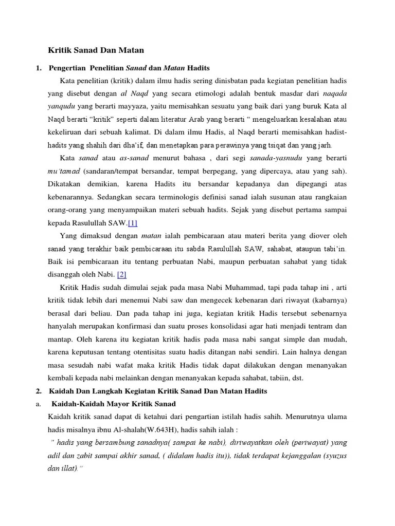 Kritik Sanad Dan Matan | PDF