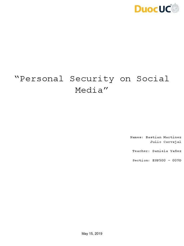 Personal Security On Social Media | PDF | Social Media | Popular Culture & Media Studies