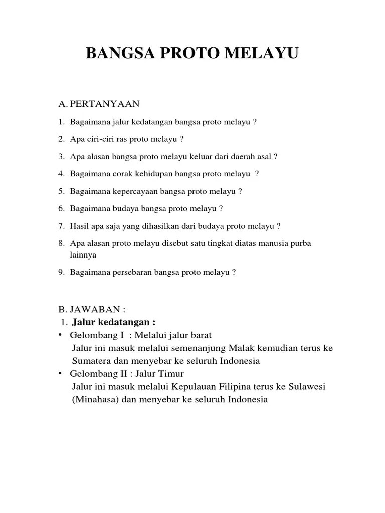 Bangsa Proto Melayu | PDF